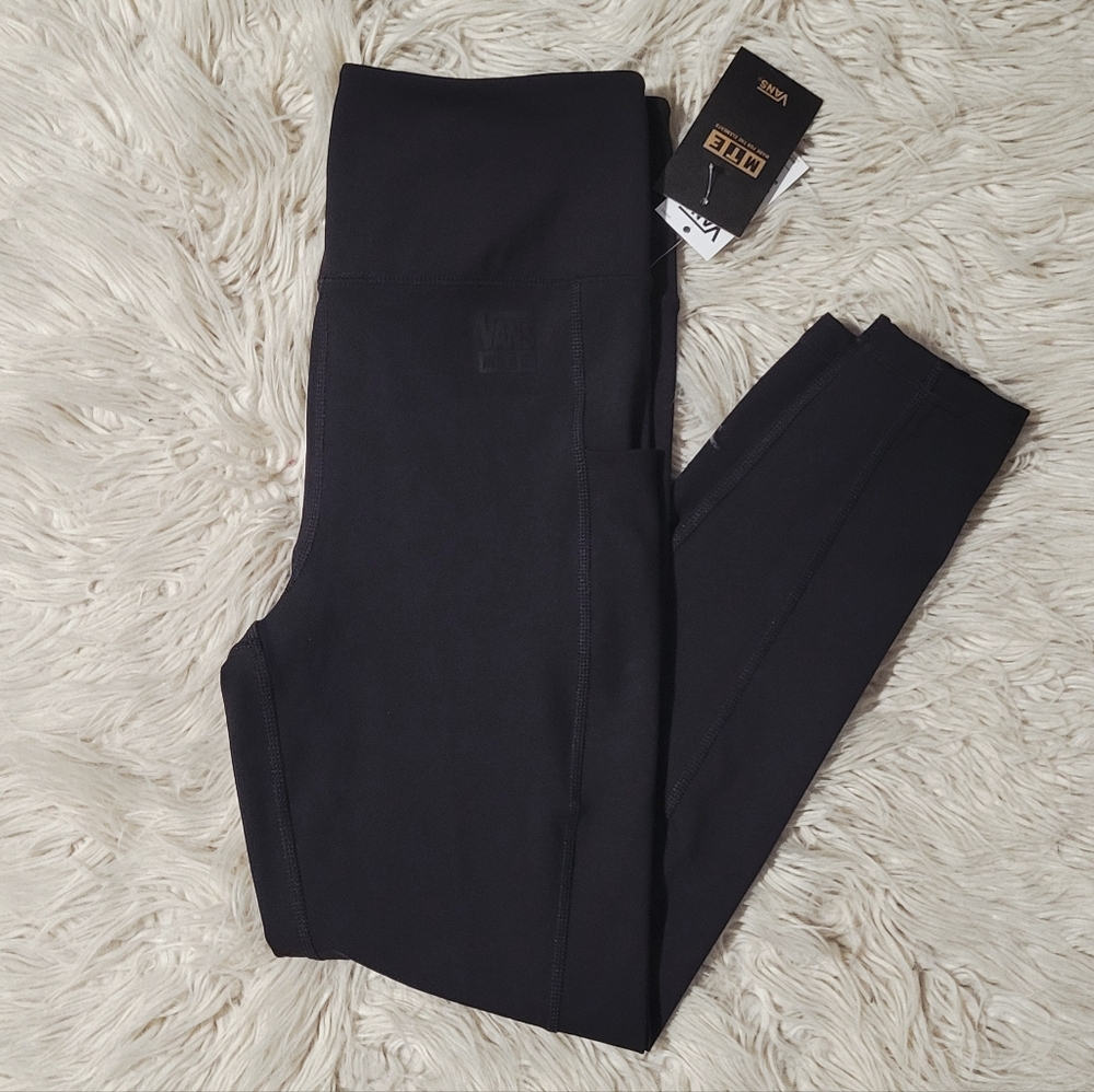Vans High Waist Black Athletic Leggings with Hip Pockets NWT Size Medium